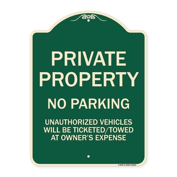 Private Property No Parking Unauthorized Vehicles Will Be Ticketed Towed at Owners E, G-1824-23246